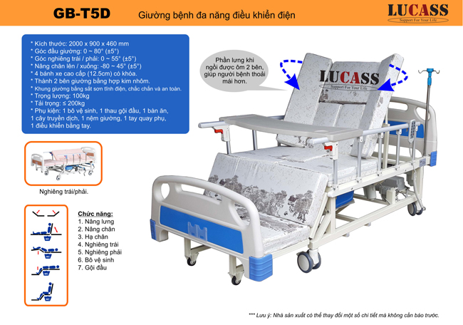 GIƯỜNG BỆNH NHÂN ĐIỆN CƠ 10 CHỨC NĂNG LUCASS GB-T5E (GB-9A)