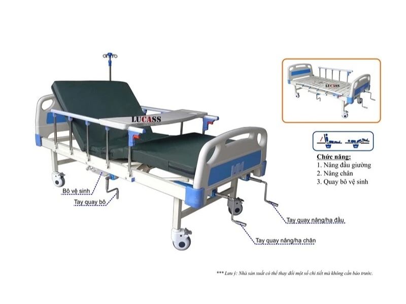GIƯỜNG Y TẾ 3 TAY QUAY LUCASS GB-T43