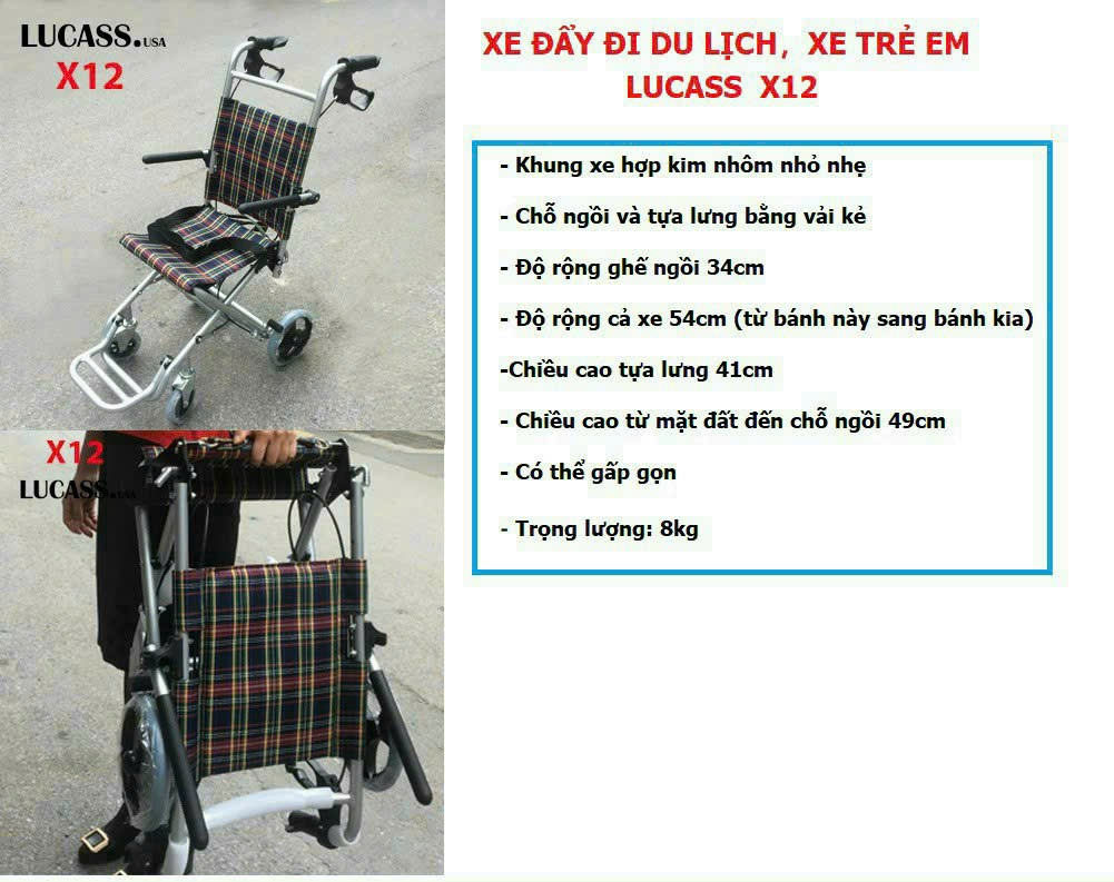  Xe đẩy cho người nhỏ nhẹ, trẻ em Lucass X12